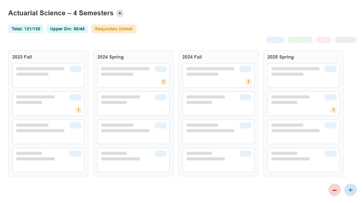 Screenshot of the 4-Year Academic Map tool